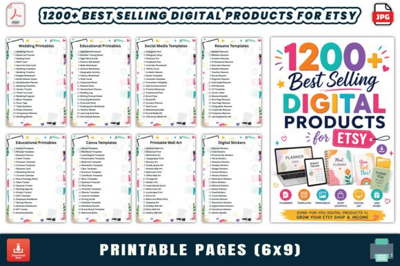 1200 Best Selling Digital Products for Etsy