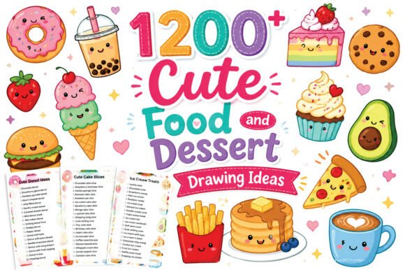 1200 Cute Food and Dessert Drawing Idea: A Creative Resource for Artists and Designers