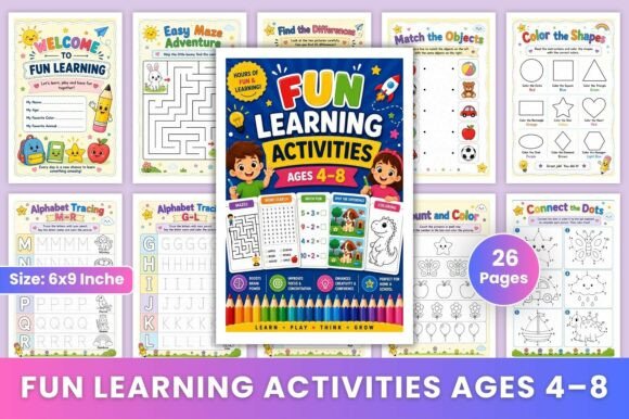 Fun Learning Activities Ages 4–8 – Educational Early Learning Workbook for Kids