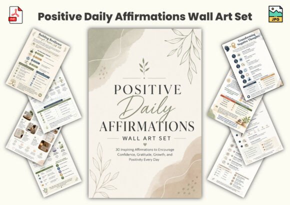 Positive Daily Affirmations Wall Art Set
